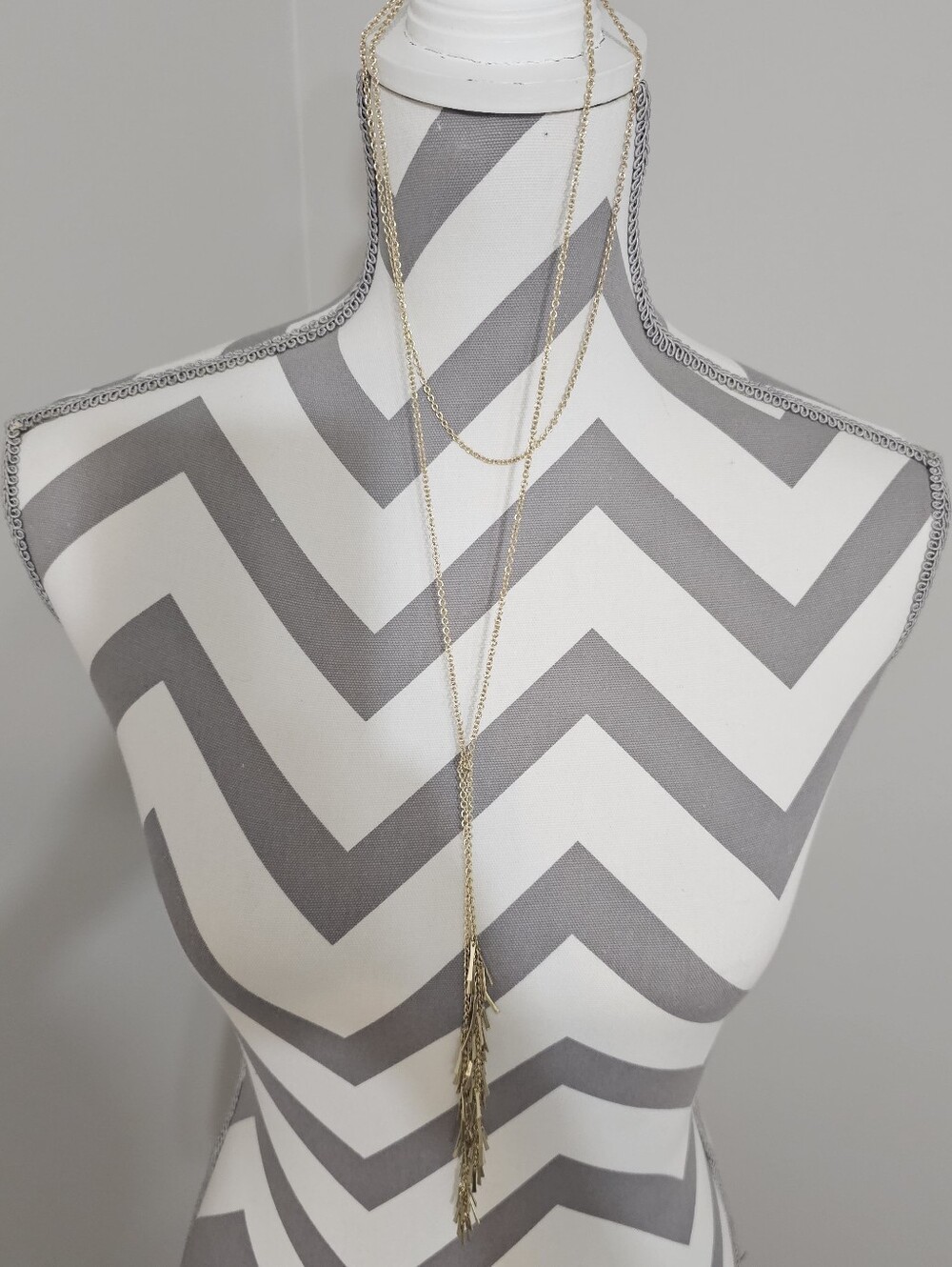 BCBG Gold Layered Tassel Necklace - Long Pendant
